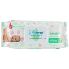 Влажные салфетки Johnsons Baby Тройная защита, пластиковая крышка, 48 шт.