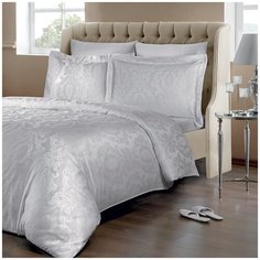 Комплект постельного белья Tivolyo home FABIO жаккард серый (Евро)