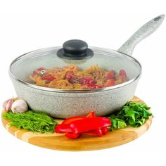 Сковорода глубокая 26 см Elan Gallery гармония вкуса Серый агат с крышкой D26 несъёмная ручка