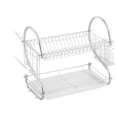 UniStor LAGUNA Двухуровневая хромированная сушилка для посуды, со съемным держателем для стаканов и, столовых приборов и съемным подносом для сбора воды