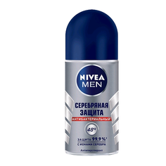 Дезодорант - роликовый (deodorant roll) Nivea Men Серебряная Защита Дезодорант-роликовый "антибактериальный" с ионами серебра и с формулой защиты на 48 ч. 50 мл.