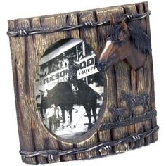 Фоторамка керамическая, рамка для фото 10х15, лошадь, конкур, выездка, ограда GF 5134