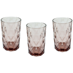 Набор стаканов 3 шт 300 мл Vetro грани розовый Rettal