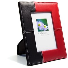 Рамка из кожзаменителя со стеклом для фотографии 10х15, фоторамка, red-black GF 2659