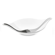 Салатница с приборами LEAF L+, 3 л, бело- серая Koziol
