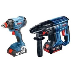 Bosch GDX 180- LI+GBH 180- LI 2x4.0 Ач. Гайковерт+перфоратор,