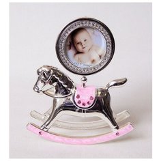 Фоторамка Platinum PF10342P Pink лошадка- качалка розовая, металлическая со стразами 6x6