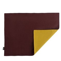 Салфетка под приборы из умягченного льна с декоративной обработкой бордовый/горчица Essential, 35х45 Tkano