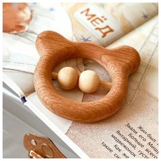 L0207 Леснушки Погремушка - грызунок "Медвежонок" (Натуральное дерево)