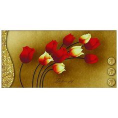 Набор для вышивания 3D "Тюльпаны на золотом" 7042-3D (69х38 см) Белоснежка