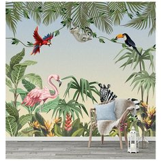 Фотообои Флизелиновые с виниловым покрытием "Животные в джунглях" 300х270 см Barton Wallpapers