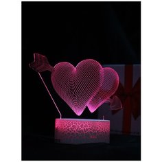 Светодиодный ночник PALMEXX 3D светильник LED RGB 7 цветов (сердца со стрелой)