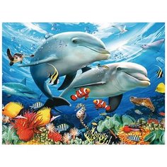 Алмазная мозаика 15х20 дельфины В море (7 цветов) Molly