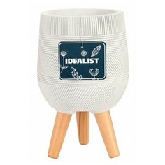 Напольное кашпо для цветов Idealist Lite Страйп на ножках, овальное, слоновая кость, Д31,5 В43 см