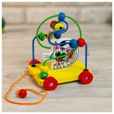 Лабиринт каталка с бусинами - котик Щепочка