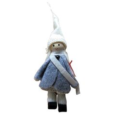 Елочная игрушка Волшебная страна Кукла 103461, белый/голубой, 11.5 см