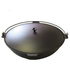 Казан литой чугунный с дужкой и алюмин. крышкой - Камская посуда 10 л