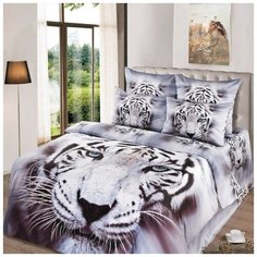 Постельное белье евро сатин (4нав) Белый король (коробка) Артдизайн