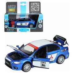 Машинка металлическая инерционная коллекционная ТМ "Автопанорама" М 1:32 Mitsubishi Lancer Evolution, открывающиеся двери, багажник и капот, колеса с резиновыми покрышками и литыми дисками, свет, звук, коллекция, игрушечная машинка, игрушки для детей,
