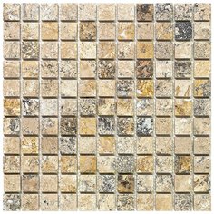 M091-25P Мозаика из травертина Natural Adriatica бежевый квадрат глянцевый