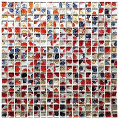 MOK-151 Мозаика из стекла Natural Strange серебро красный синий квадрат глянцевый