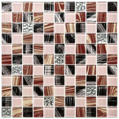 5BD-250 Стеклянная мозаика Natural Flash розовый черный квадрат глянцевый