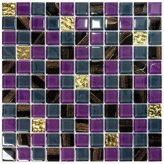 5BD-251 Стеклянная мозаика Natural Flash фиолетовый черный квадрат глянцевый