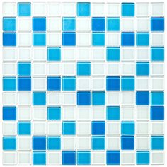 CPM-219-7 Мозаика из стекла Natural Color Palette белый голубой квадрат
