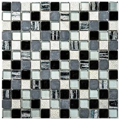 BDA-2303 Мозаика из стекло мрамор агломерат Natural Inka черный серый квадрат
