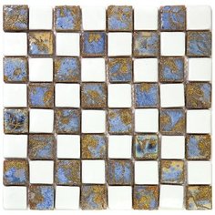 Vint-4-3 Испанская керамическая мозаика Gaudi Vintage коричневый белый квадрат Natural Mosaic
