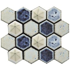 Hexa-22-4 Испанская керамическая шестигранная мозаика Gaudi Hexa синий белый светлый Natural Mosaic