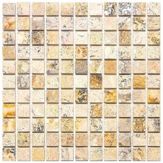 7M091-25P Мозаика из травертина Natural Adriatica бежевый светлый квадрат глянцевый