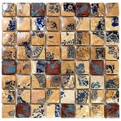 Hola-1-3 Испанская керамическая мозаика Gaudi Holanda бежевый квадрат Natural Mosaic