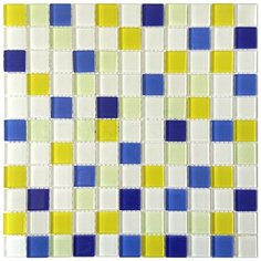 FD-200-7 Стеклянная мозаика Natural Color palette белый желтый голубой синий квадрат