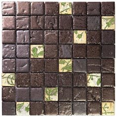 Vint-11-3 Испанская керамическая мозаика Gaudi Vintage коричневый темный квадрат Natural Mosaic