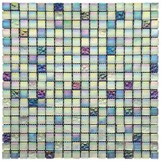PST-044 Мозаика из стекла Natural Pastel-PST белый синий перламутр квадрат