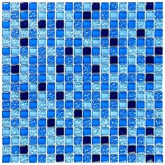 PST-023 Стеклянная мозаика Natural Pastel синий квадрат глянцевый