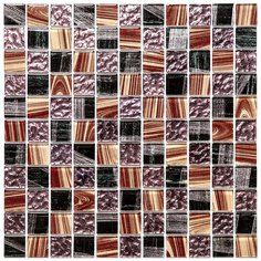 5BD-091-1 Стеклянная мозаика Natural Flash коричневый черный квадрат глянцевый