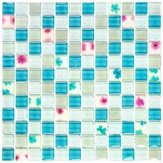 KDS-55 Мозаика из стекла Natural Flowers голубой квадрат глянцевый