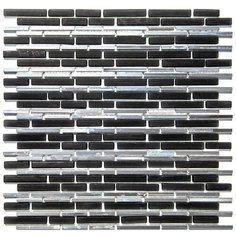 HTC-503-M Мозаика заркальная с металлом Natural Hi-tech черный серебряный темный соломка