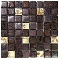 Vint-12-3 Испанская керамическая мозаика Gaudi Vintage коричневый темный квадрат Natural Mosaic