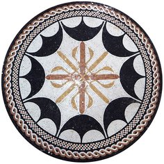 PH-11 Ковер из мозаики Natural Art оранжевый черный белый камень глянцевый