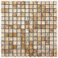 7M091-20P Мозаика из травертина Natural Adriatica бежевый квадрат глянцевый
