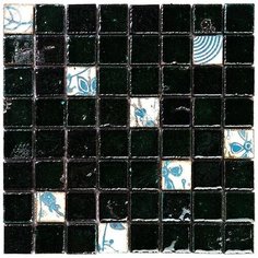 Vint-16-3 Испанская керамическая мозаика Gaudi Vintage черный темный квадрат Natural Mosaic