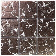 Vint-41-9 Испанская керамическая мозаика Gaudi Vintage коричневый темный квадрат Natural Mosaic