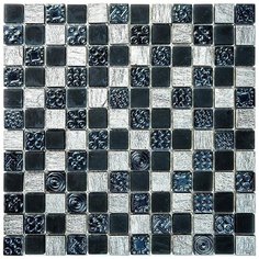 BDA-2339 Мозаика из стекло мрамор агломерат Natural Inka черный серый темный квадрат