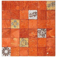 Tera-1-4 Испанская керамическая мозаика Gaudi Terracota оранжевый квадрат Natural Mosaic