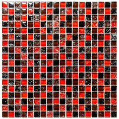 ICE-10 Стеклянная мозаика Natural Ice красный коричневый темный квадрат глянцевый