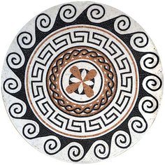 PH-10 Мозаичный ковер Natural Art оранжевый черный белый камень глянцевый