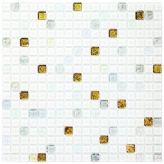 4PST-028 Мозаика из стекла Natural Pastel золотой белый светлый квадрат